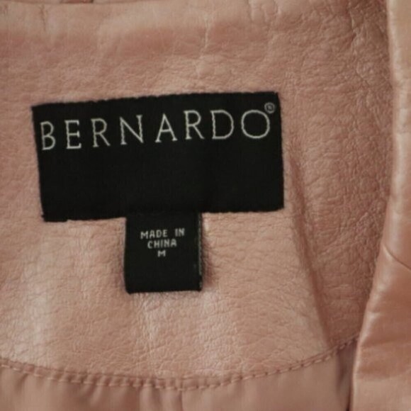 Bernardo Size M Pink Metallic Faux Leather Blazer Single Breasted Jacket Barbie - Picture 11 of 13